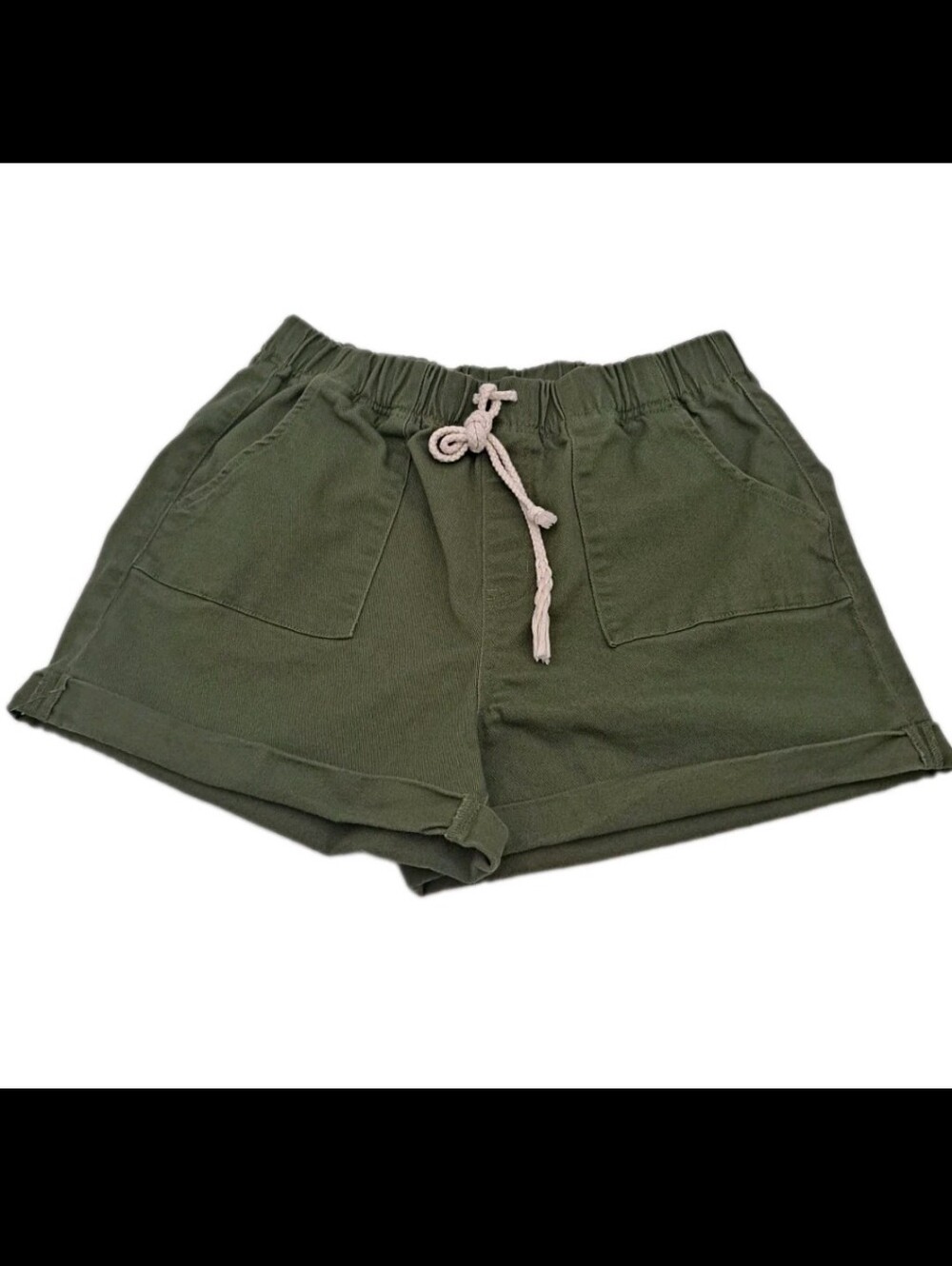 No Boundaries Olive Green Utility Waist Drawstring & Elastic Shorts XXL (19)